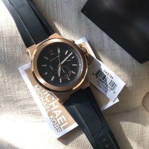 Rose Gold Michael Kors Watch with Black bands